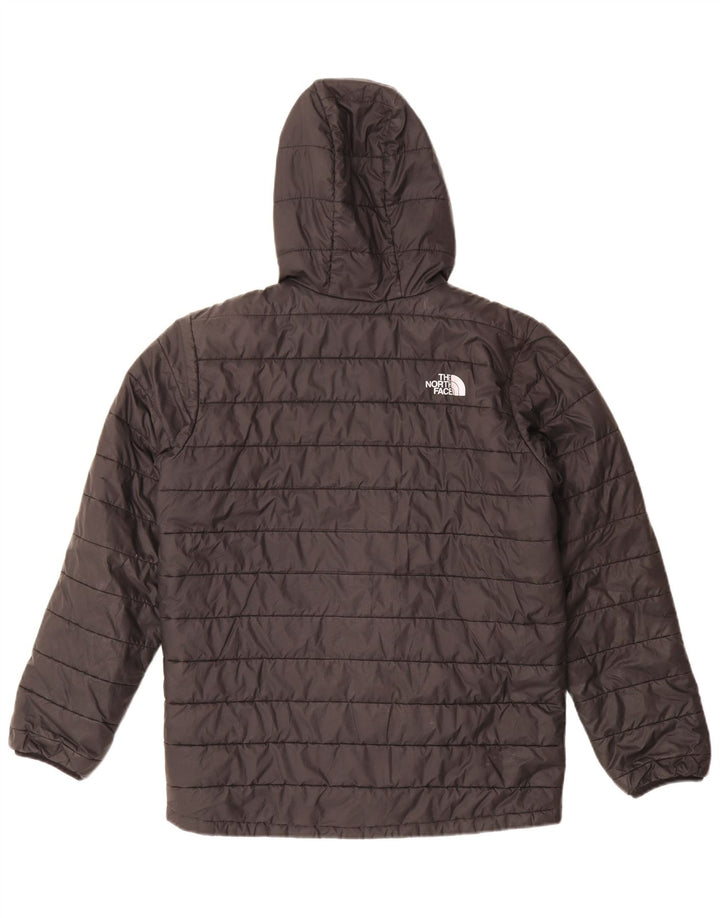 The North Face Boys Hooded Padded Jacket 14-15 Years XL Black Polyester