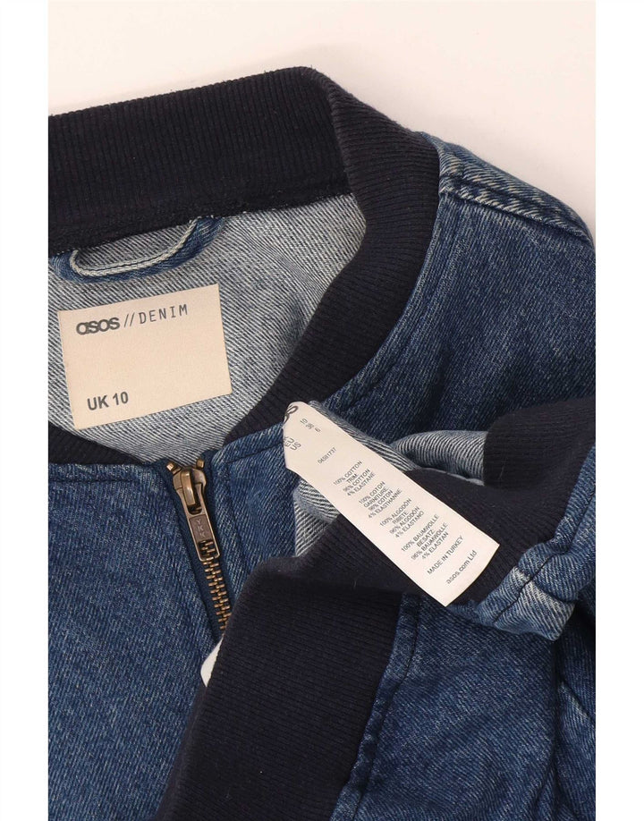 Asos Womens Oversized Denim Jacket UK 10 Small Blue Colourblock Cotton