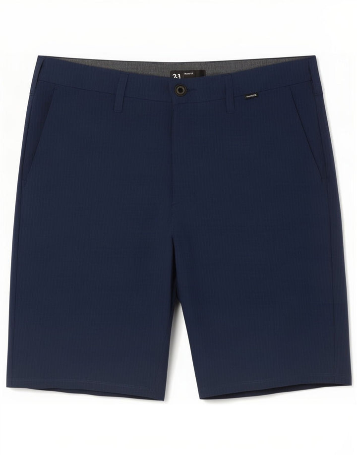 Hurley Mens Chino Shorts Medium W31 Navy Blue Striped Polyester