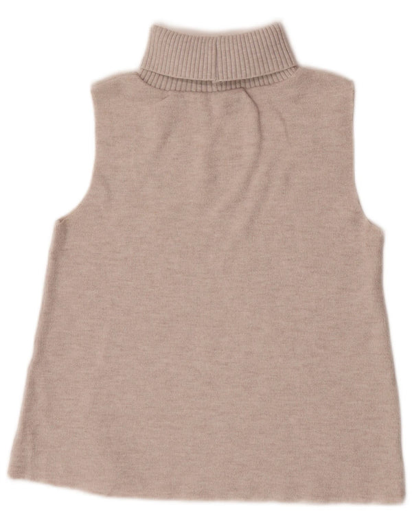 Zara Womens Crop Roll Neck Vest Tank Top UK 8 Small Grey Flecked