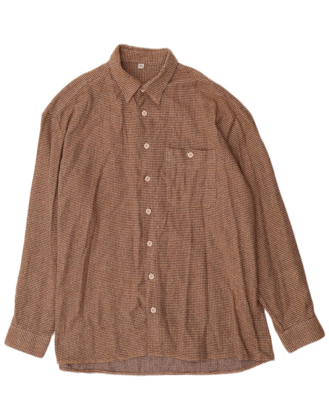 Vintage Mens Shirt Size 43 XL Brown Houndstooth Cotton
