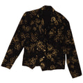 VINTAGE Womens Double Breasted Blazer Jacket EU 36 Small Black Floral