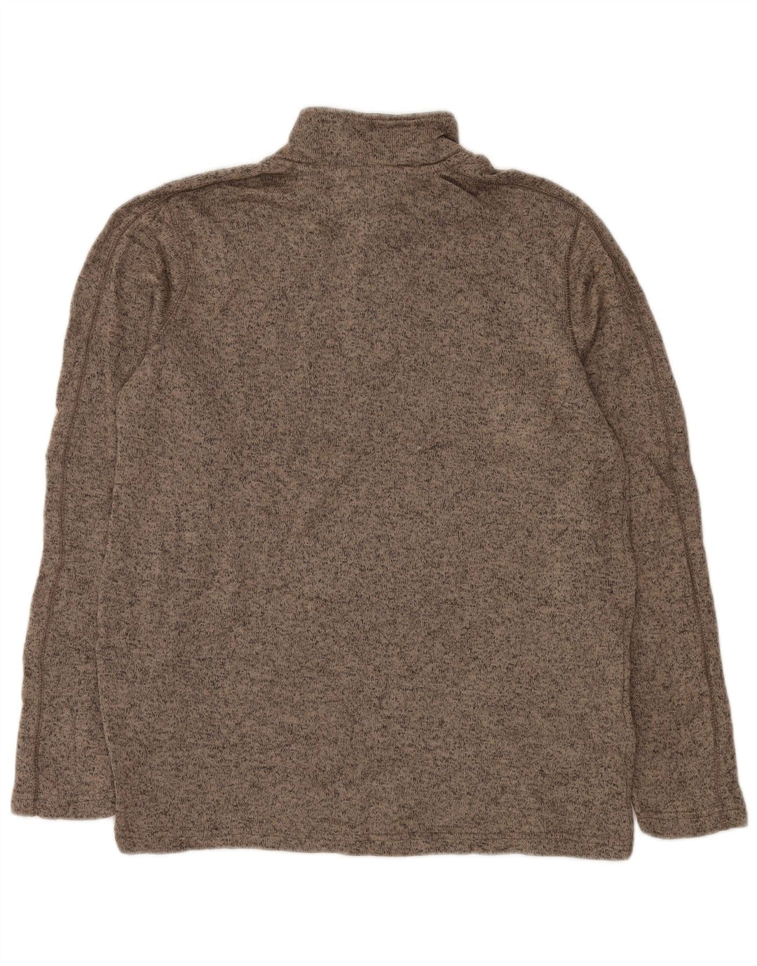 EDDIE BAUER Mens Zip Neck Sweatshirt Jumper Large Beige Flecked Polyester