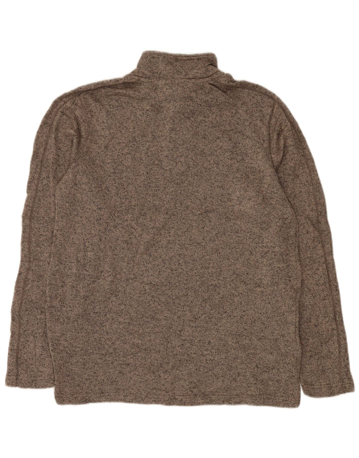 EDDIE BAUER Mens Zip Neck Sweatshirt Jumper Large Beige Flecked Polyester