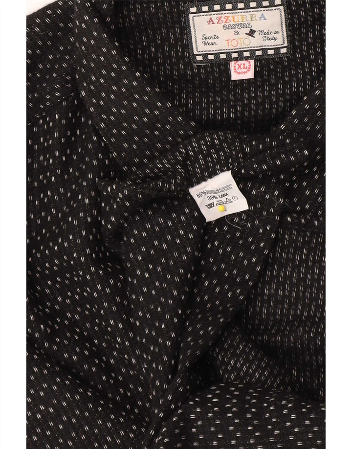 Azzurra Mens Flannel Shirt XL Black Spotted Polyester