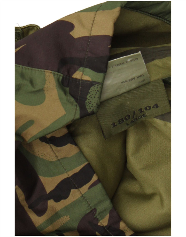 Vintage Mens Hooded Utility Jacket UK 40 Large Green Camouflage Polyester