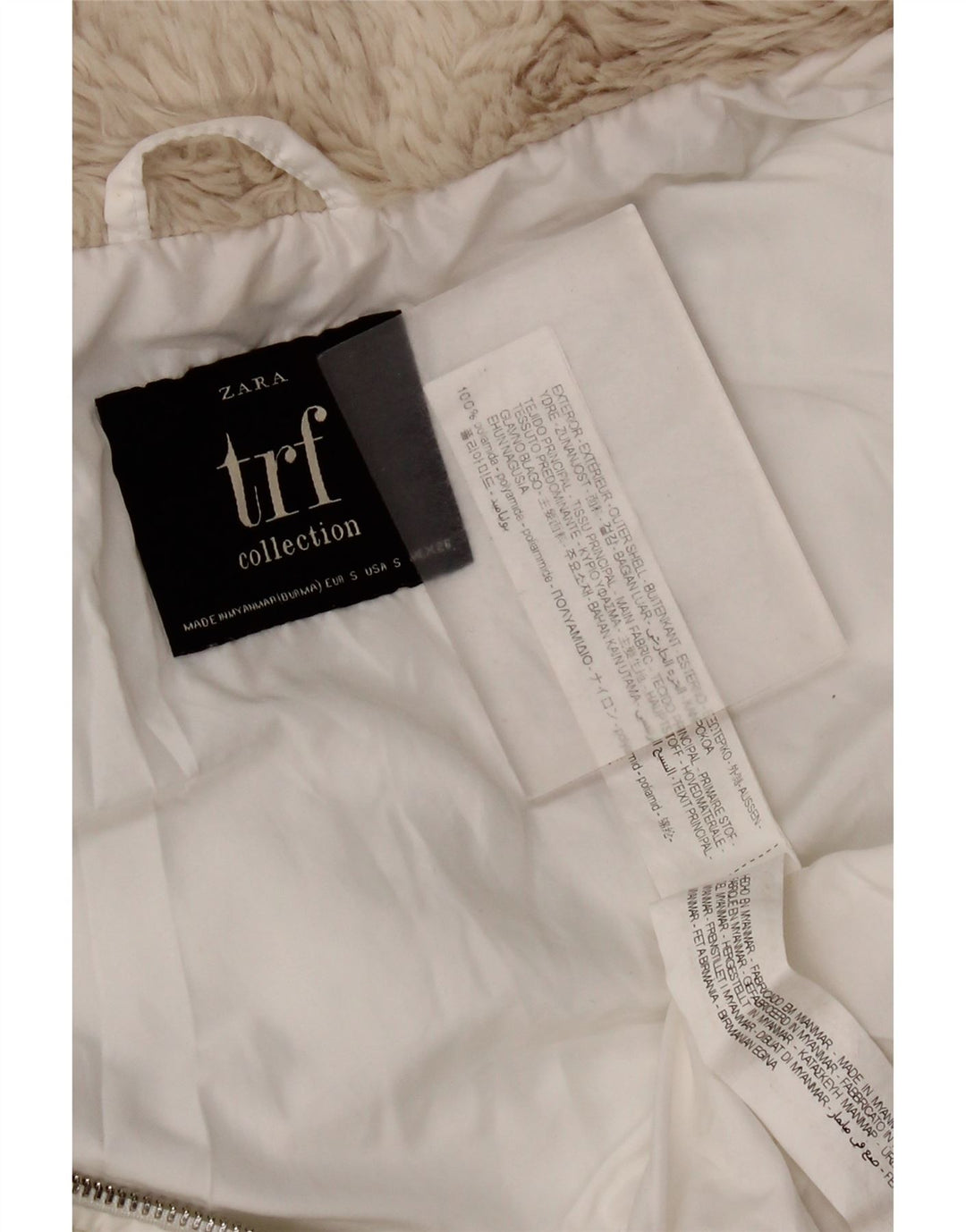 Zara Womens Hooded Padded Jacket UK 10 Small White Polyamide