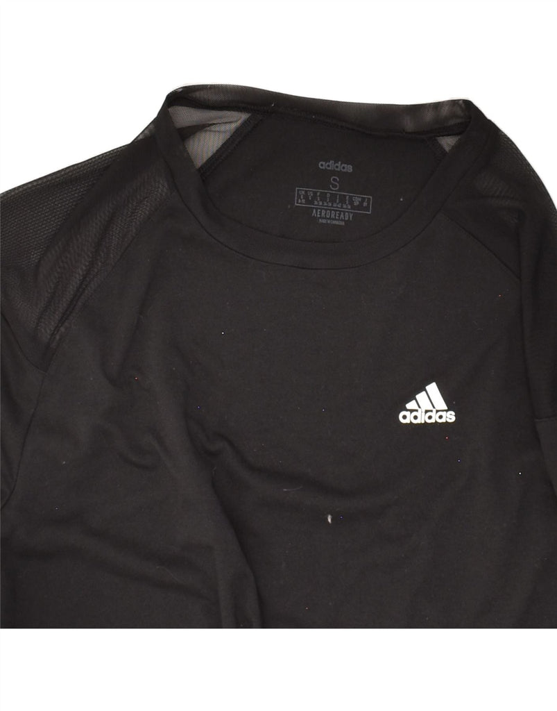 ADIDAS Womens Aeroready T-Shirt Top UK 8/10 Small Black Polyester | Vintage Adidas | Thrift | Second-Hand Adidas | Used Clothing | Messina Hembry 