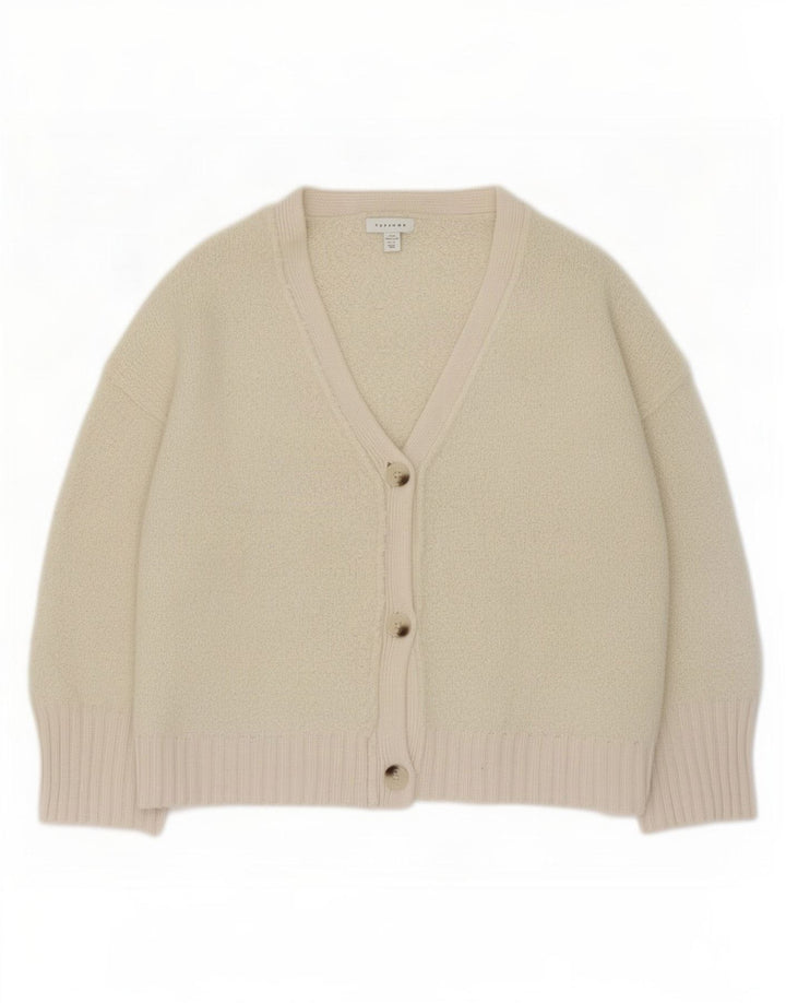 Topshop Womens Oversized Cardigan Sweater UK 10 Small Off White Polyester
