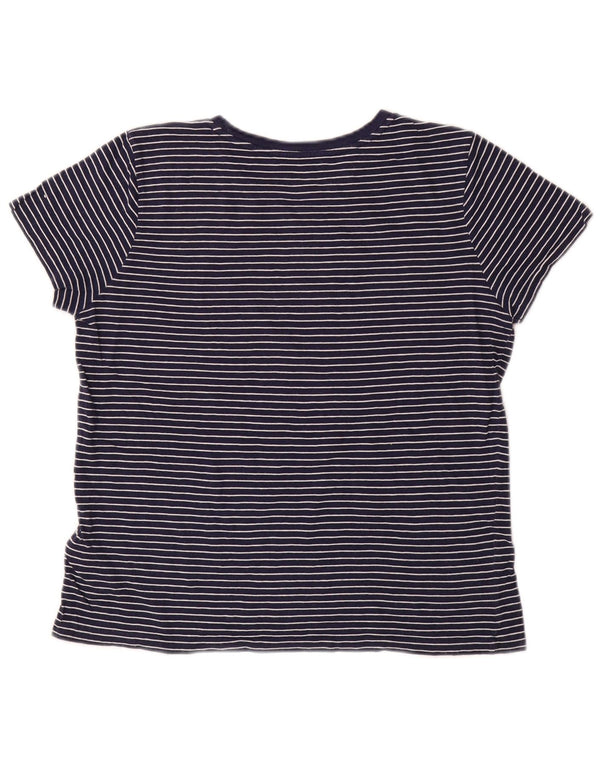 POLO RALPH LAUREN Womens T-Shirt Top UK 14 Medium Navy Blue Striped Cotton