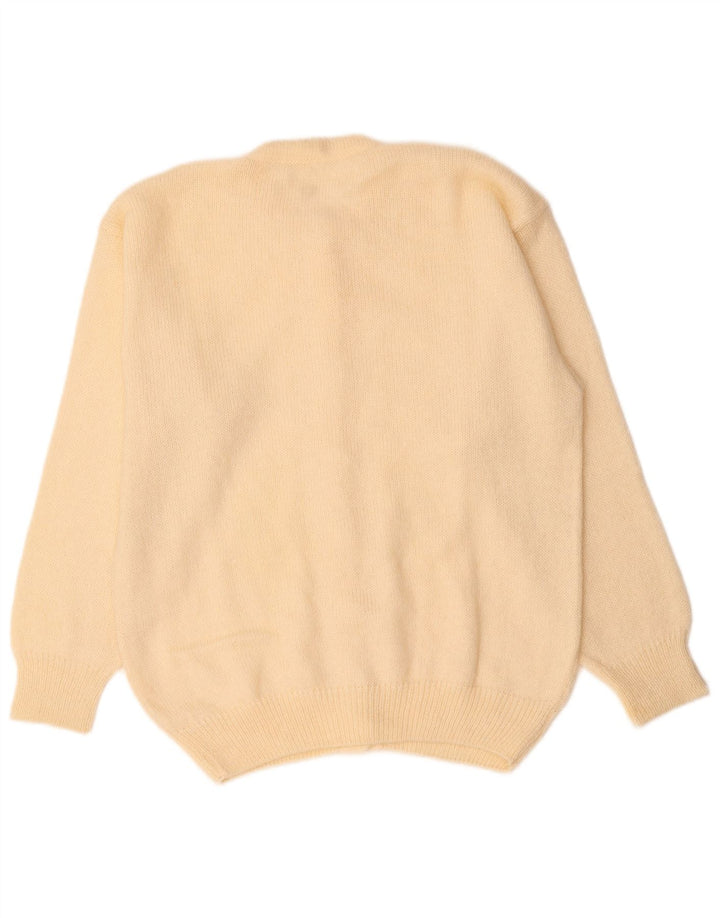 VINTAGE Womens Cardigan Sweater UK 14 Medium Off White Mohair