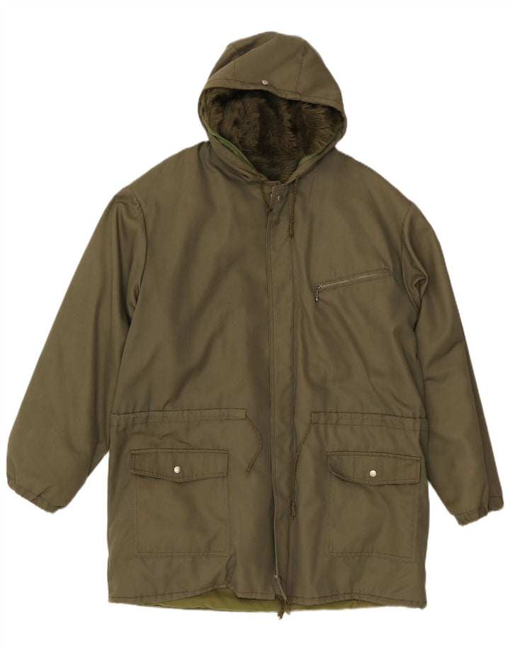 Vintage Mens Hooded Parka Jacket IT 50 Large Khaki