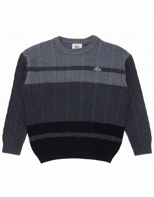 Lacoste Boys Crew Neck Jumper Sweater 11-12 Years Blue Colourblock Wool