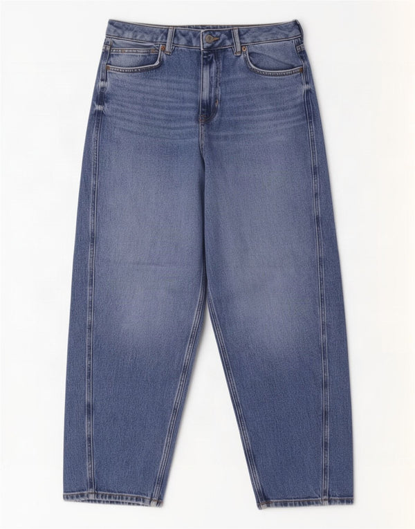 Marks & Spencer Womens Carrot Wide Leg Jeans UK 14 Large W32 L28 Blue