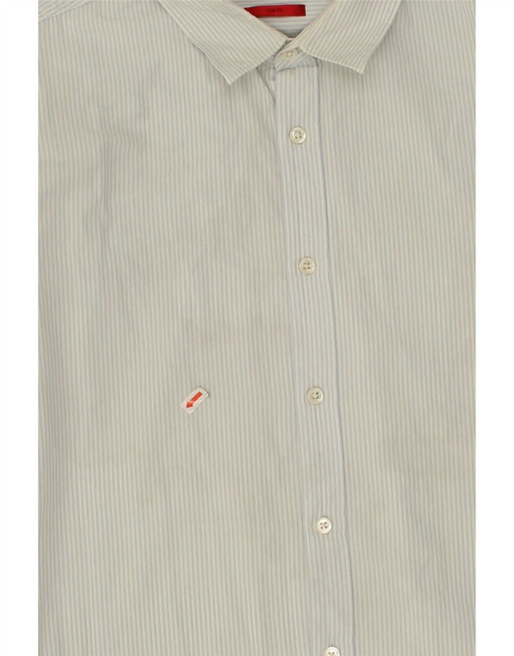 HUGO BOSS Mens Slim Fit Shirt XL Blue Pinstripe Vintage Hugo Boss and Second-Hand Hugo Boss from Messina Hembry 