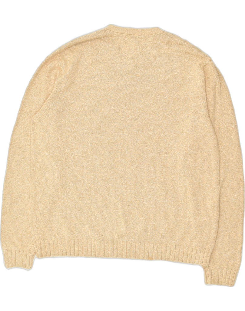 TOMMY HILFIGER Mens V-Neck Jumper Sweater Large Beige Cotton | Vintage Tommy Hilfiger | Thrift | Second-Hand Tommy Hilfiger | Used Clothing | Messina Hembry 