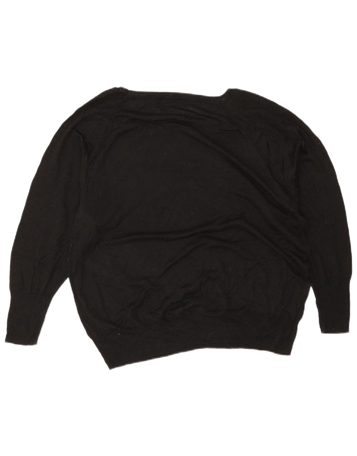 Zara Womens Oversized Boat Neck Jumper Sweater UK 14 Medium Black