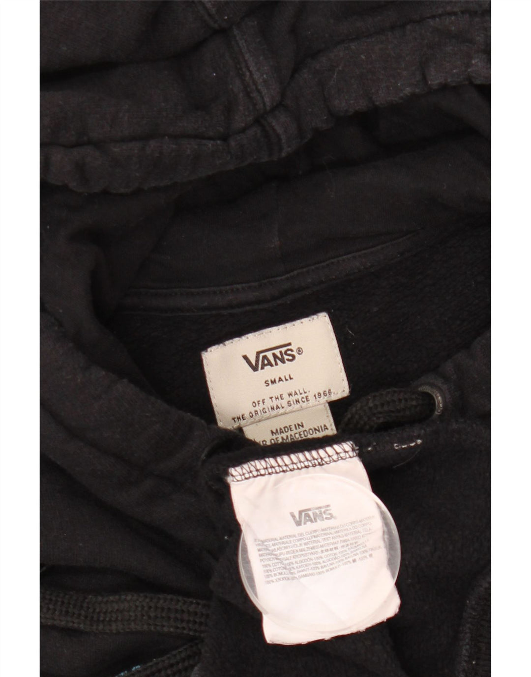 Vans Mens Graphic Hoodie Jumper Small Black Cotton