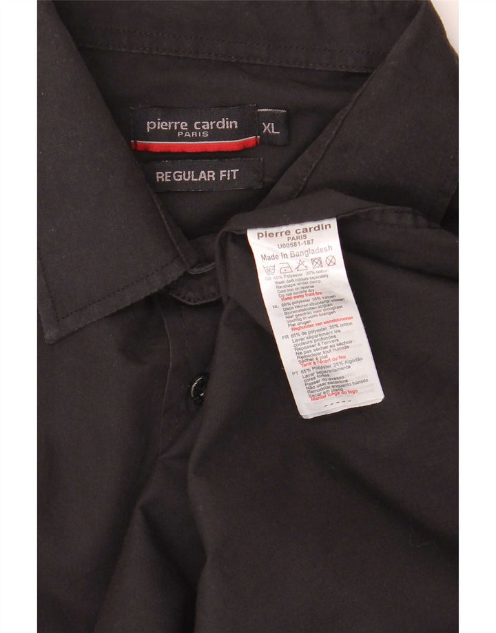 Pierre Cardin Mens Regular Fit Shirt XL Black Polyester