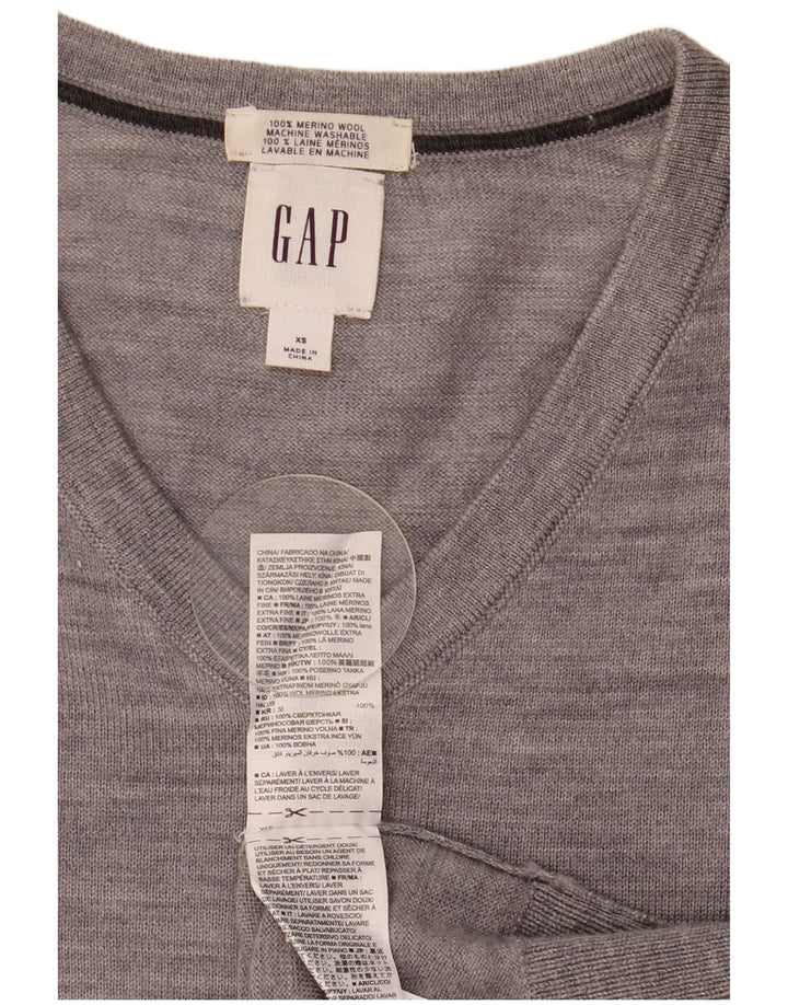 Gap Mens V-Neck Jumper Sweater XS Grey Flecked Cotton