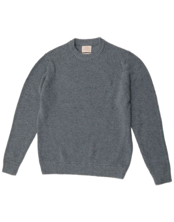 Marks & Spencer Mens Crew Neck Jumper Sweater Large Blue Flecked Polyamide