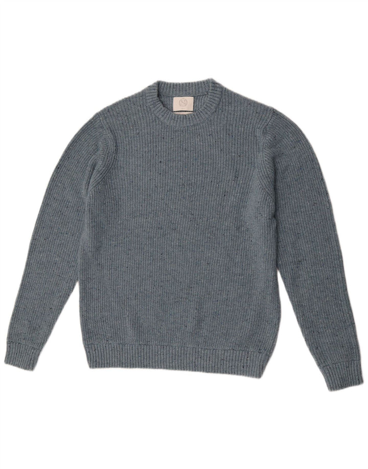 Marks & Spencer Mens Crew Neck Jumper Sweater Large Blue Flecked Polyamide