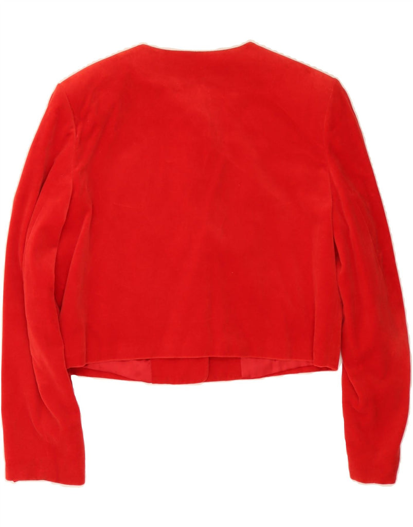 BENETTON Womens Crop 4 Button Blazer Jacket IT 46 Large Red Cotton Vintage Benetton and Second-Hand Benetton from Messina Hembry 