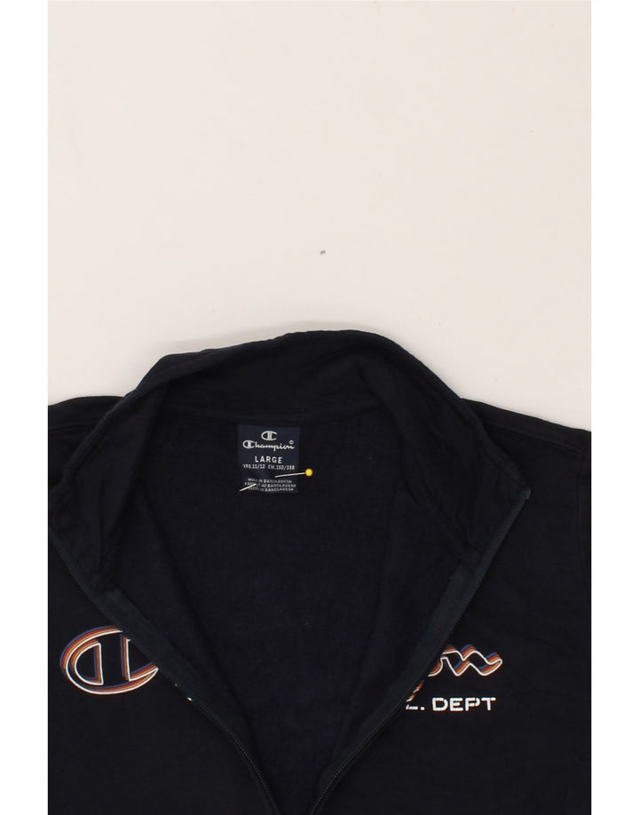 CHAMPION Boys Graphic Tracksuit Top Jacket 11-12 Years Large Navy Blue Vintage Champion and Second-Hand Champion from Messina Hembry 