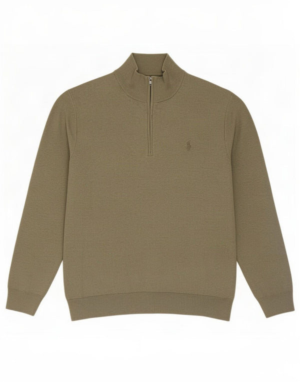 Polo Ralph Lauren Mens Zip Neck Jumper Sweater XL Khaki Cotton