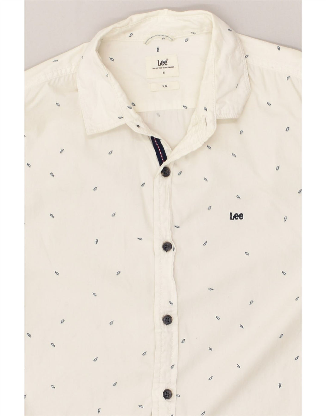 LEE Mens Slim Shirt Medium White Spotted Cotton | Vintage Lee | Thrift | Second-Hand Lee | Used Clothing | Messina Hembry 