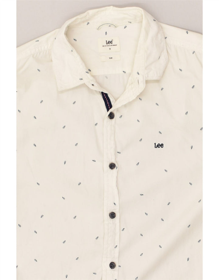 LEE Mens Slim Shirt Medium White Spotted Cotton | Vintage Lee | Thrift | Second-Hand Lee | Used Clothing | Messina Hembry 