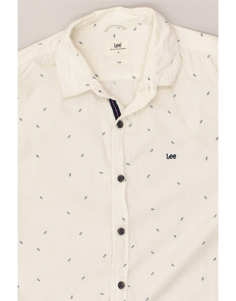 LEE Mens Slim Shirt Medium White Spotted Cotton | Vintage Lee | Thrift | Second-Hand Lee | Used Clothing | Messina Hembry 