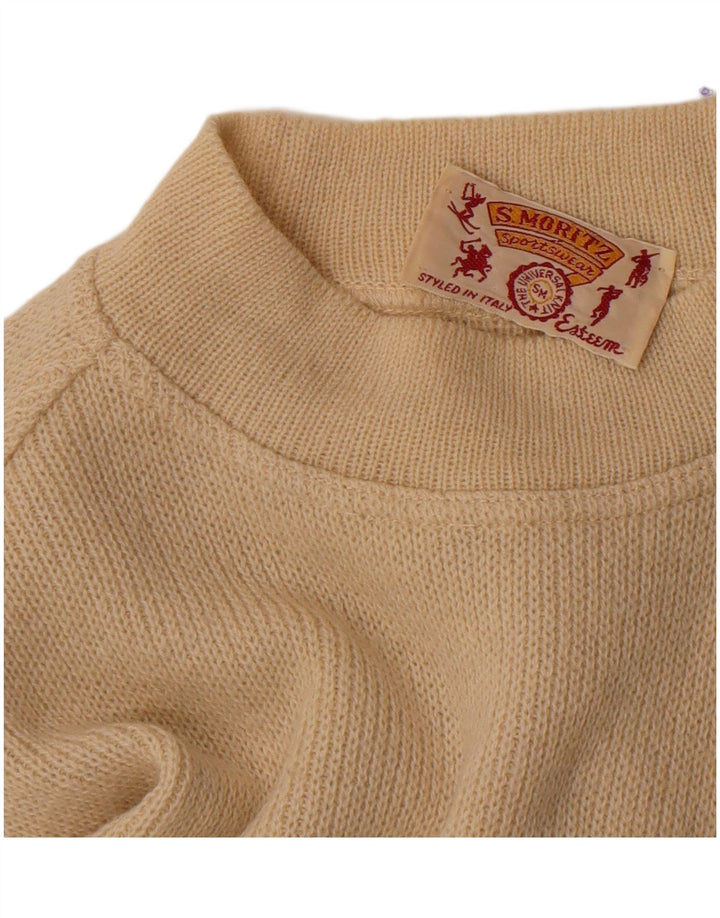 S.Moritz Mens Graphic Turtle Neck Jumper Sweater Large Beige