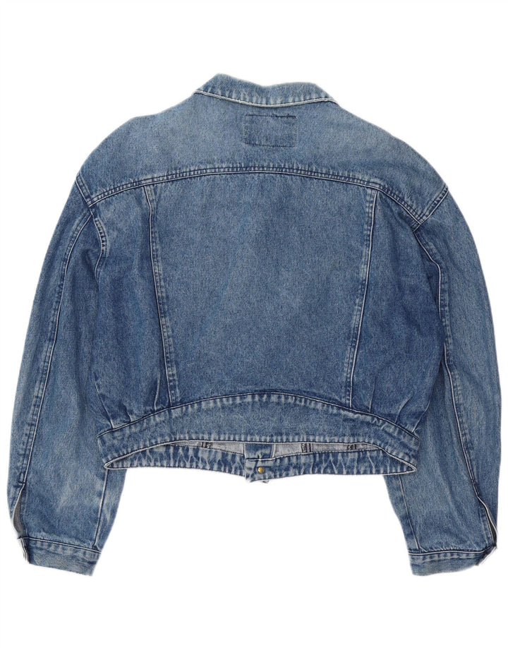 VINTAGE Womens Oversized Crop Denim Jacket UK 18 XL Blue