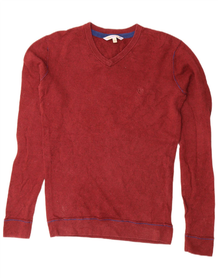 FAT FACE Mens V-Neck Jumper Sweater Medium Red Cotton