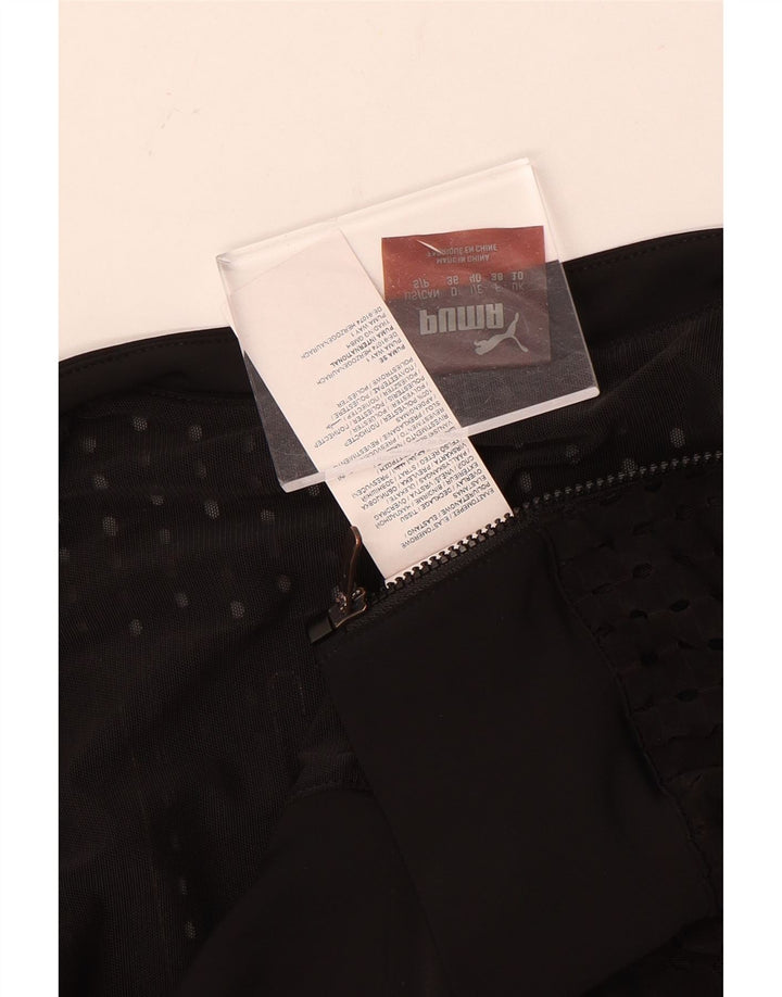 PUMA Womens Oversized Crop Graphic Tracksuit Top Jacket UK 10 Small Black