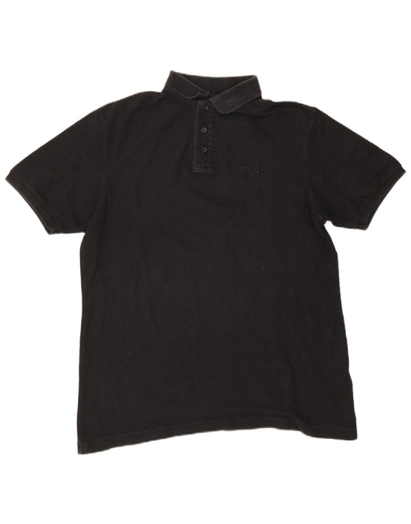 Fila Mens Polo Shirt Large Black Cotton