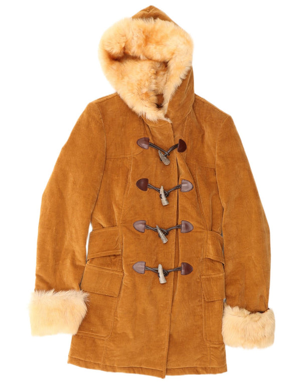 Dolce & Gabbana Womens Hooded Corduroy Duffle Coat IT 42 Medium Brown