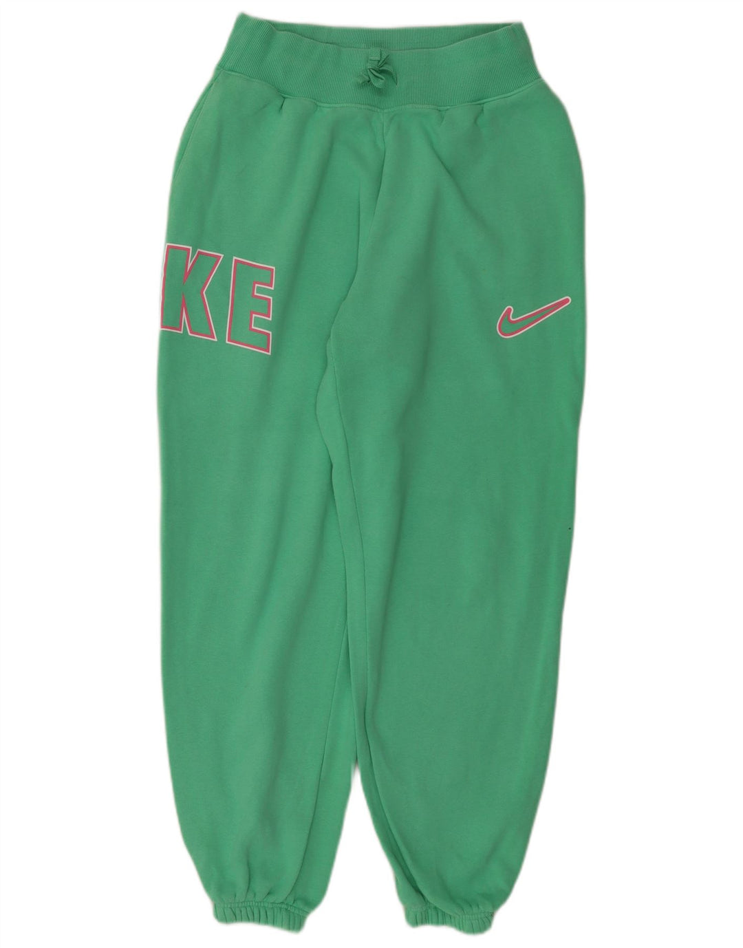 NIKE Womens Graphic Tracksuit Trousers Joggers UK 10 Small Green Cotton