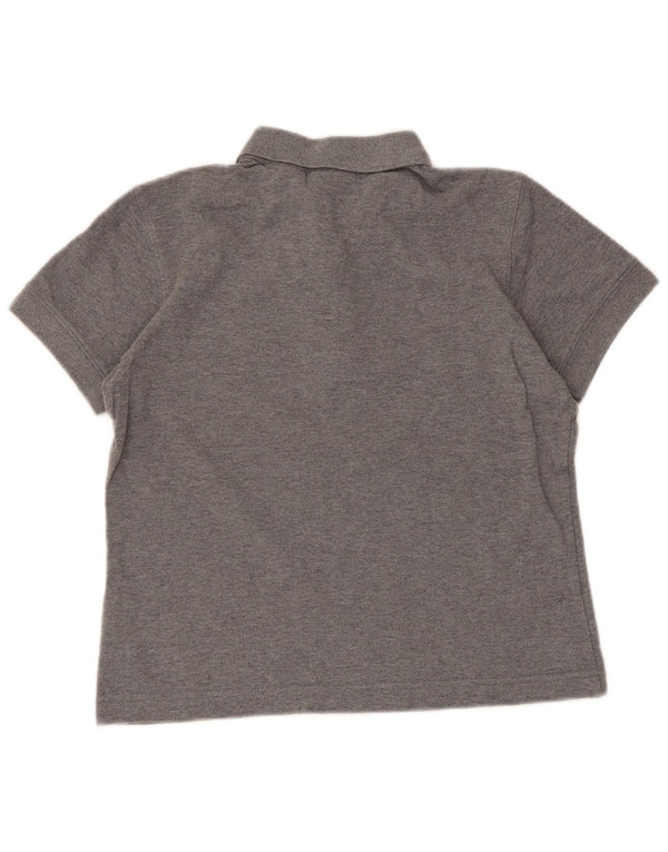 Fila Womens Crop Polo Shirt UK 10 Small Grey Flecked Cotton