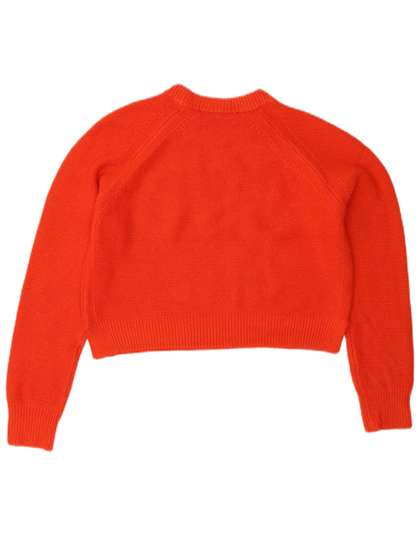 French Connection Womens Crop Crew Neck Jumper Sweater UK 6 XS Orange