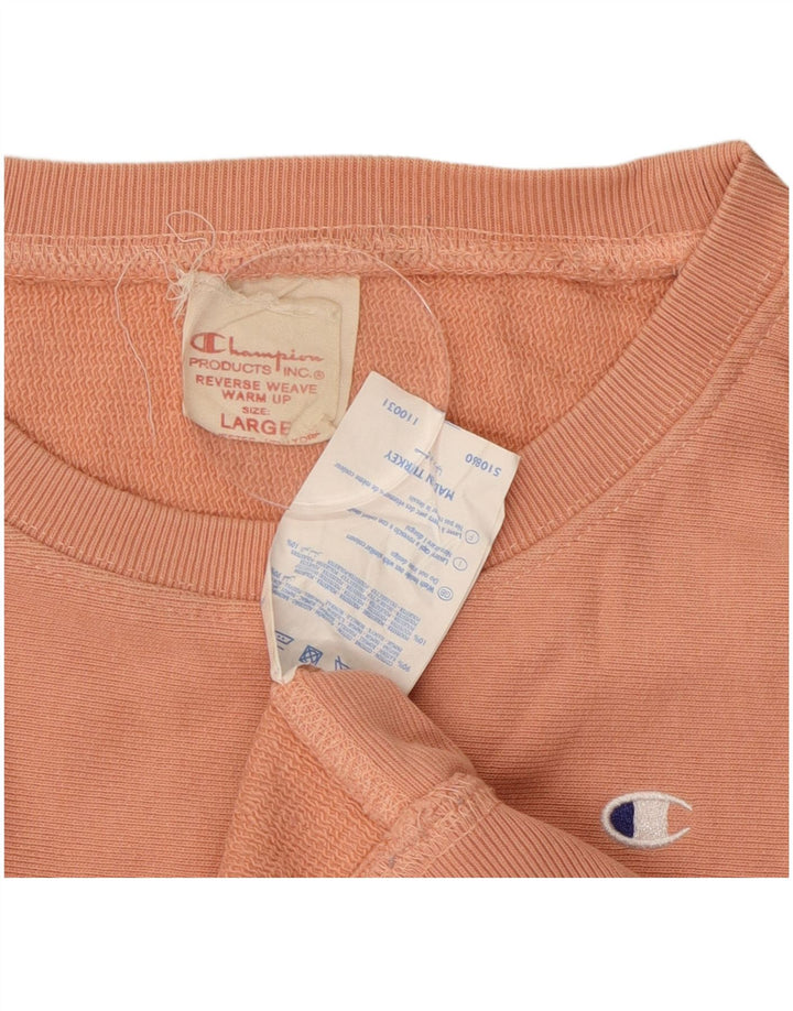 Champion Womens Reverse Weave Sweatshirt Jumper UK 16 Large Orange Cotton