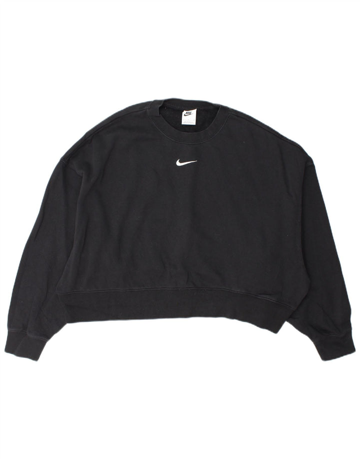 Nike Womens Oversized Sweatshirt Jumper UK 10 Small Black Cotton