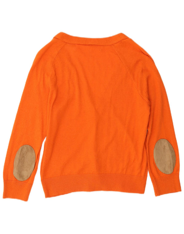Zara Womens Crop Cardigan Sweater UK 14 Large Orange Cotton