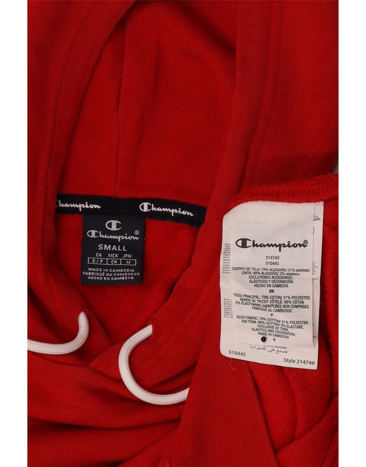Champion Mens Hoodie Jumper Small Red Cotton