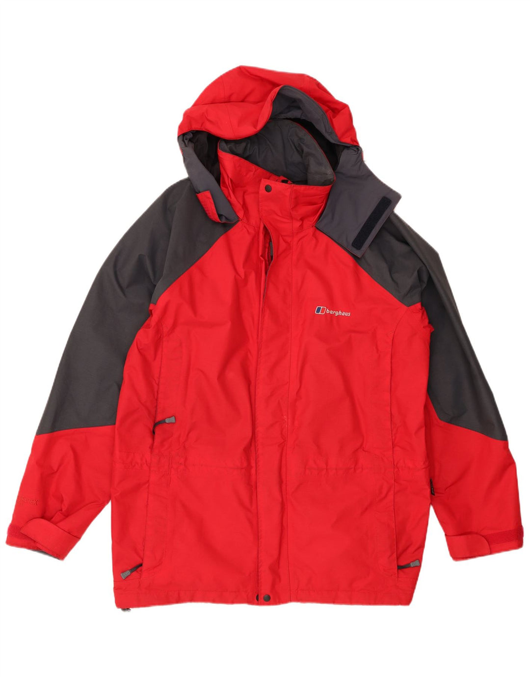 Berghaus Mens Hooded Rain Jacket UK 38 Medium Red Colourblock Nylon