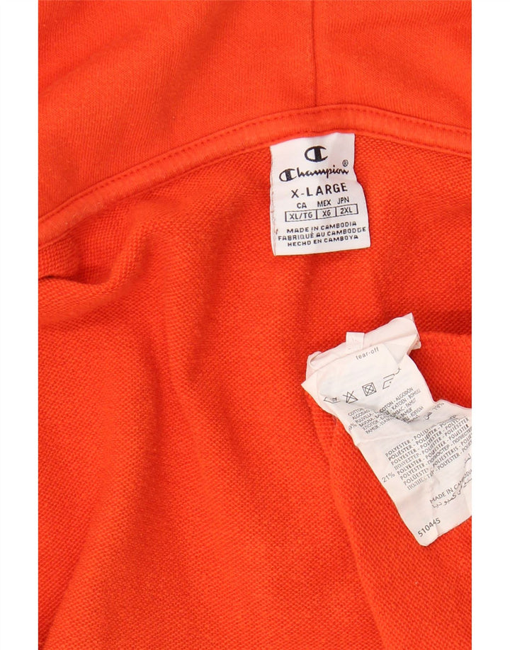 CHAMPION Womens Graphic Zip Hoodie Sweater UK 18 XL Orange Colourblock