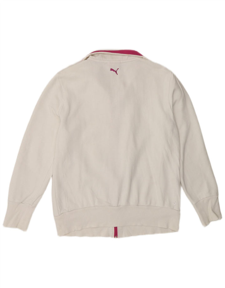 Puma Womens Graphic Tracksuit Top Jacket UK 14 Large White Colourblock