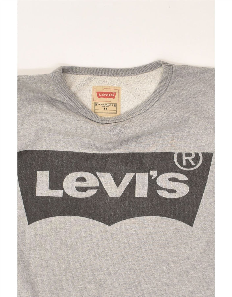 LEVI'S Boys Graphic Sweatshirt Jumper 13-14 Years Grey Cotton | Vintage Levi's | Thrift | Second-Hand Levi's | Used Clothing | Messina Hembry 