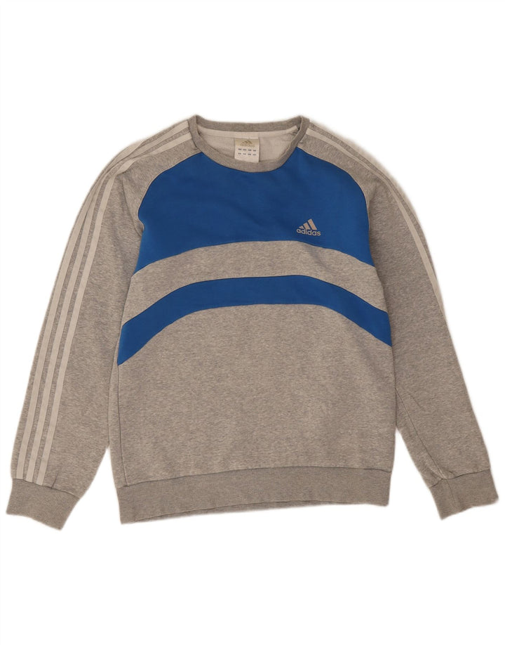 Adidas Mens Sweatshirt Jumper Small Grey Colourblock Cotton